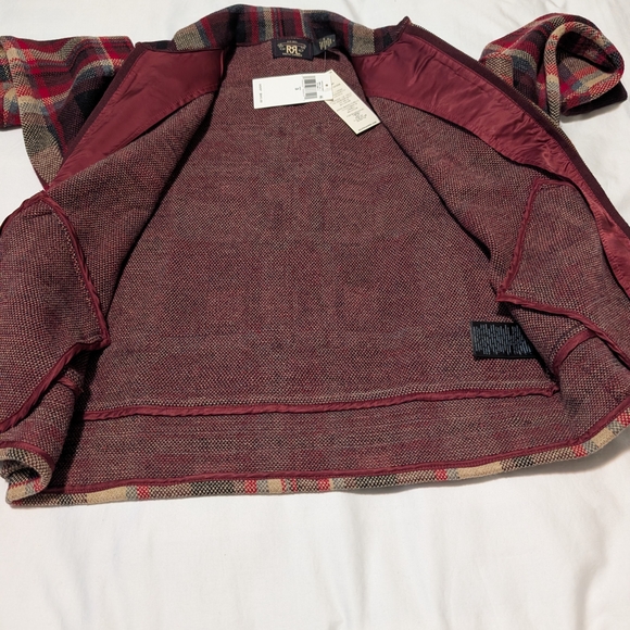Ralph Lauren Double RL Tartan Cardigan - Red and Tan - Picture 8 of 13